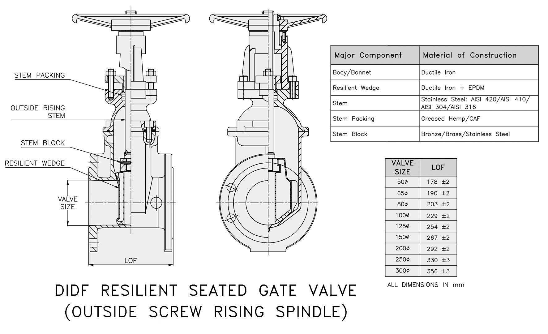 RESILIENT SEATED GATE VALVE - Rising Spindle